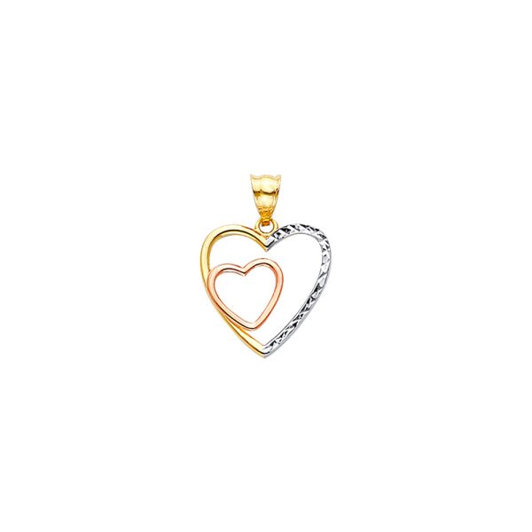 14K 3C Double Heart DC Pendant