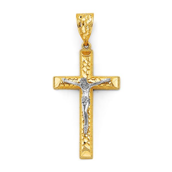 14K 2T Crucifix Cross Pendant