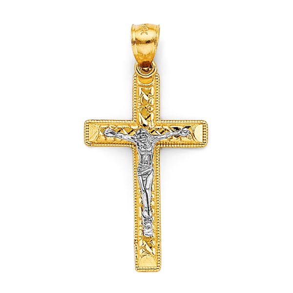 14K 2T Crucifix Cross Pendant