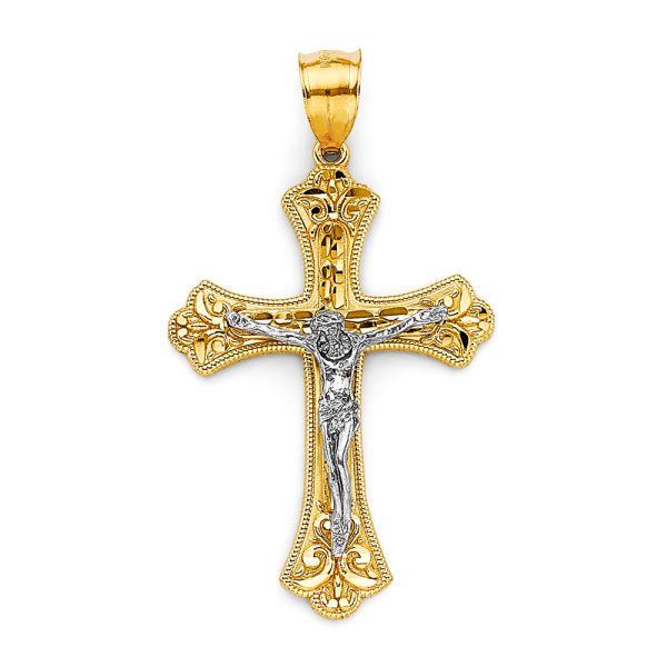 14K 2T Crucifix Cross Pendant