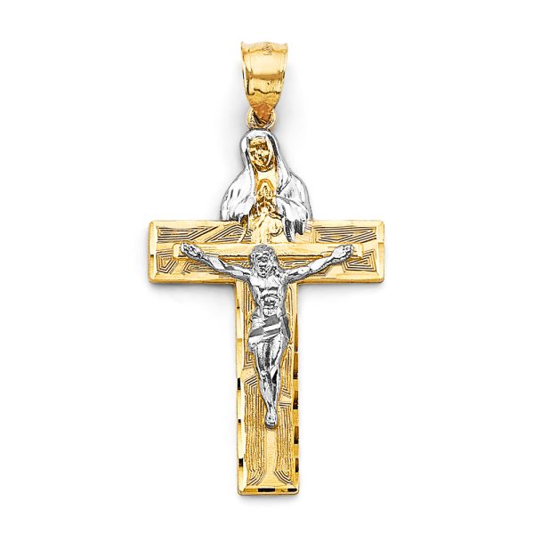 14K 2T Crucifix Cross Pendant