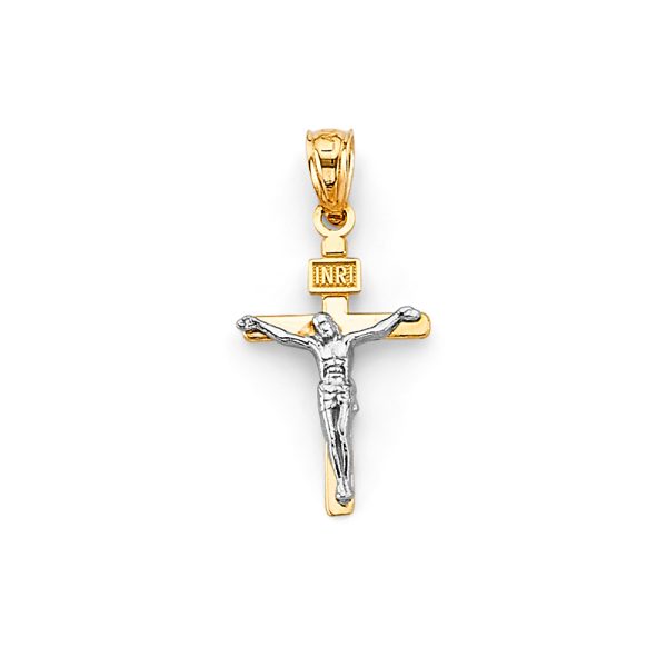 14K 2T Crucifix Cross Pendant