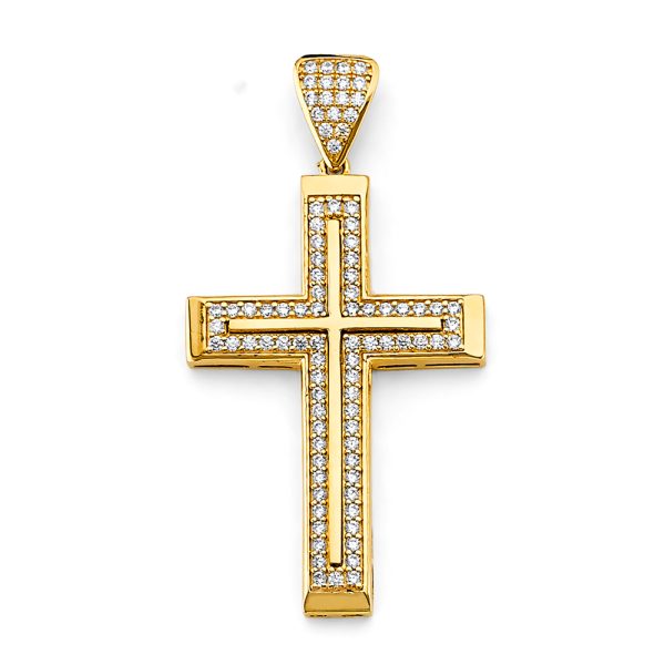 14KY CZ Cross Pendant