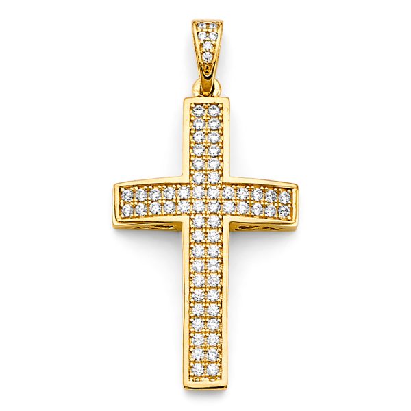 14KY CZ Cross Pendant