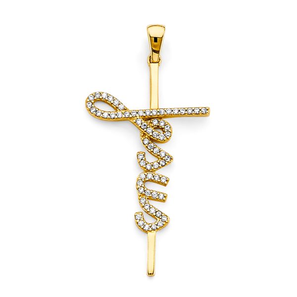 14KY CZ Jesus Cross Pendant