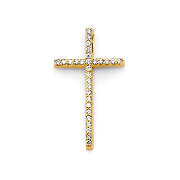 14KY CZ Cross Pendant