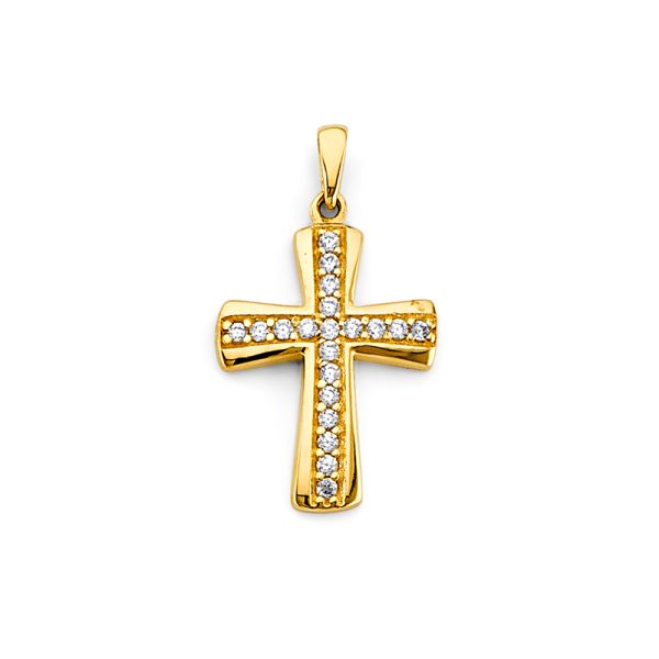 14KY CZ Cross Pendant