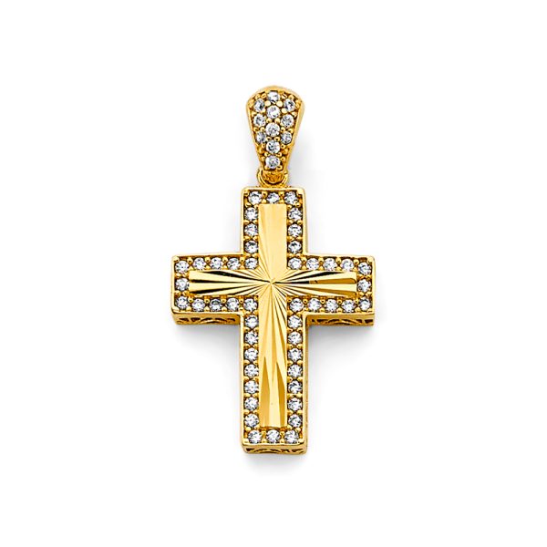 14KY CZ Cross Pendant