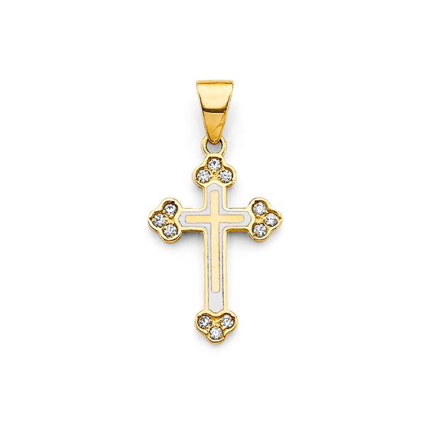 14KY CZ Cross Pendant