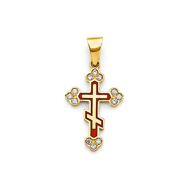 14KY Enamel Cross Pendant