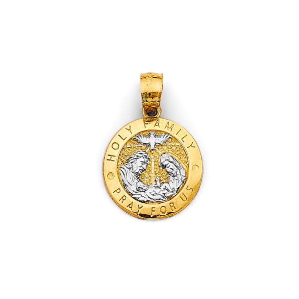 14K 2T Round Holy Family Pendant