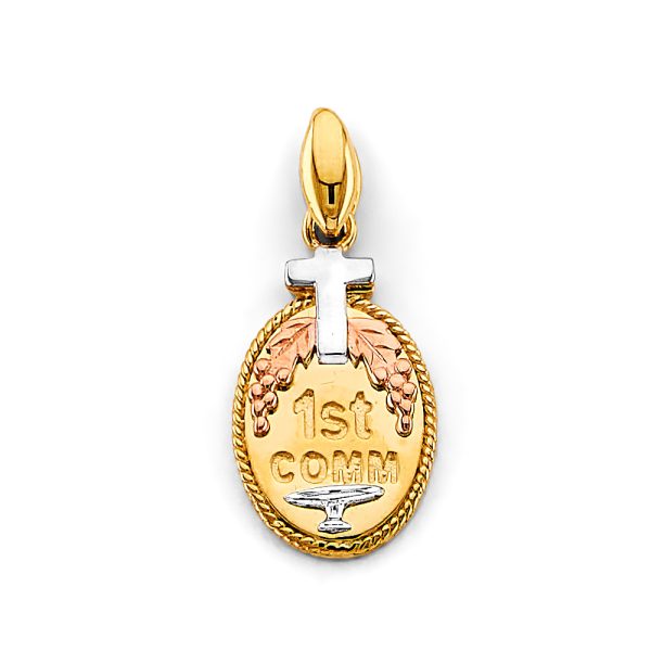 14K 3C Oval 1st Communion Pendant