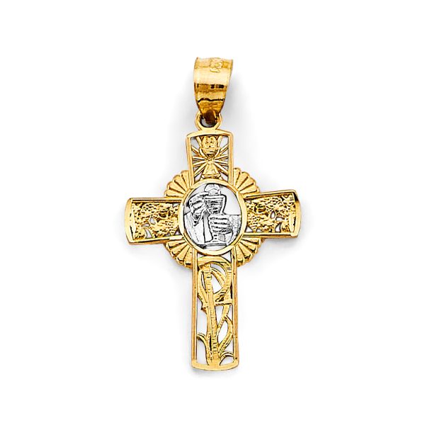 14K 2T First Communion Cross Pendant