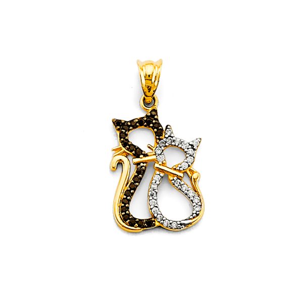 14K 2T CZ Cat Pendant