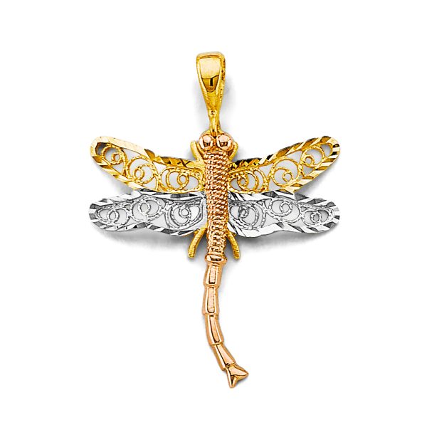 14K 3C Dragonfly Pendant