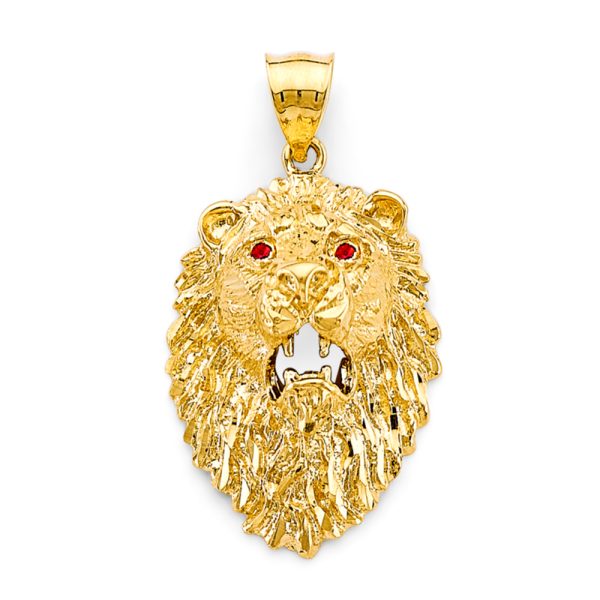 14KY CZ Lion Face Pendant