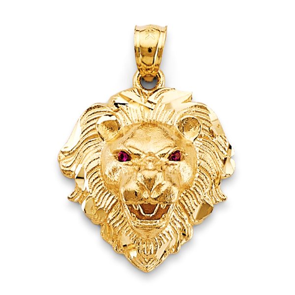 14KY CZ Lion Face Pendant