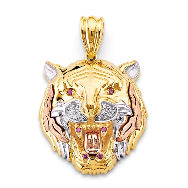 14K 3C Big Tiger Face Pendant