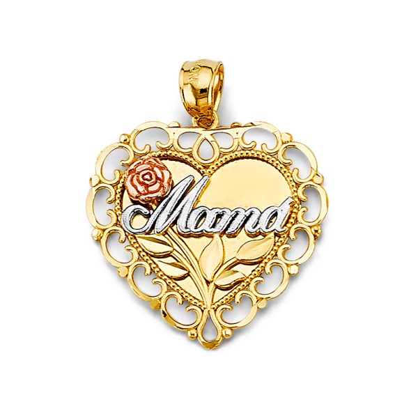 14K 3C Heart Mama Pendant