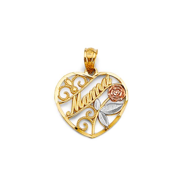 14K 3C Heart Mama Pendant