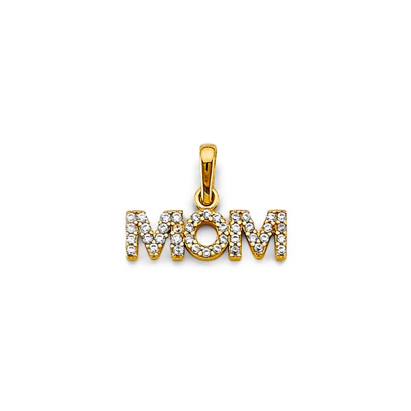 14K 2T CZ Mom Pendant