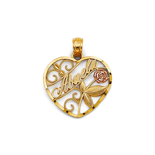 14K 2T Heart Abuela Pendant