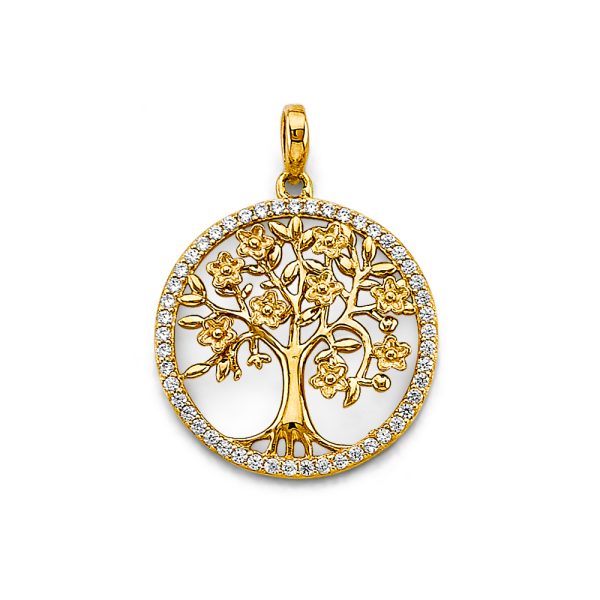 14K 2T Round Tree of Life Pendant