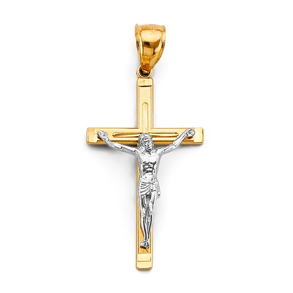 14K 2T Crucifix Cross Pendant