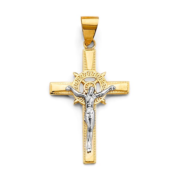 14K 2T Crucifix Cross Pendant