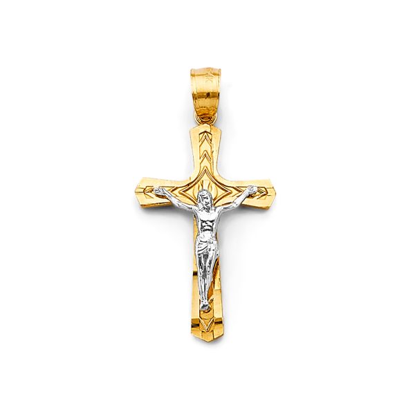 14K 2T Crucifix Cross Pendant