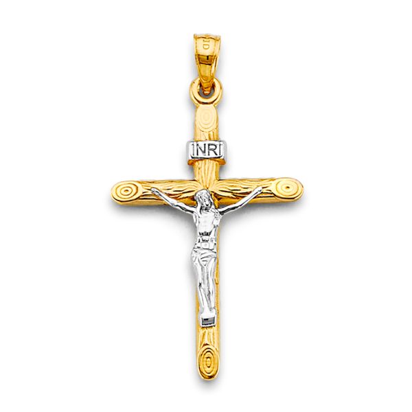 14K 2T Crucifix Cross Pendant