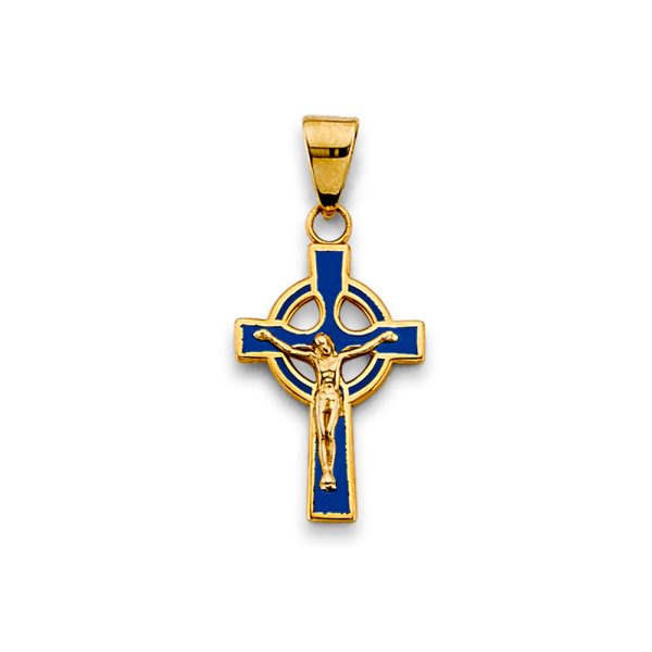 14KY Enamel Cross Pendant