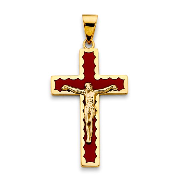 14KY Enamel Cross Pendant