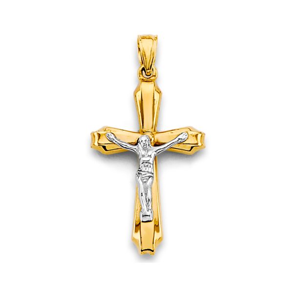 14K 2T Crucifix Cross Pendant