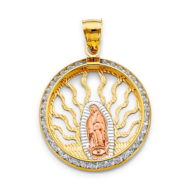 14K 3C CZ Guadalupe Pendant