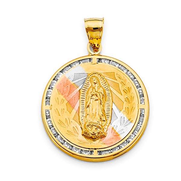 14K 3C CZ Guadalupe Pendant