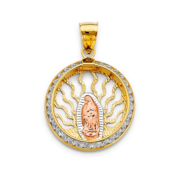 14K 3C CZ Guadalupe Pendant