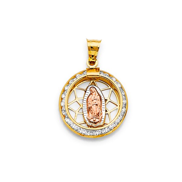 14K 3C CZ Guadalupe Pendant