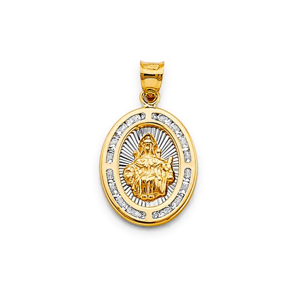 14K 2T CZ Oval Santo Nino De Atocha Pendant