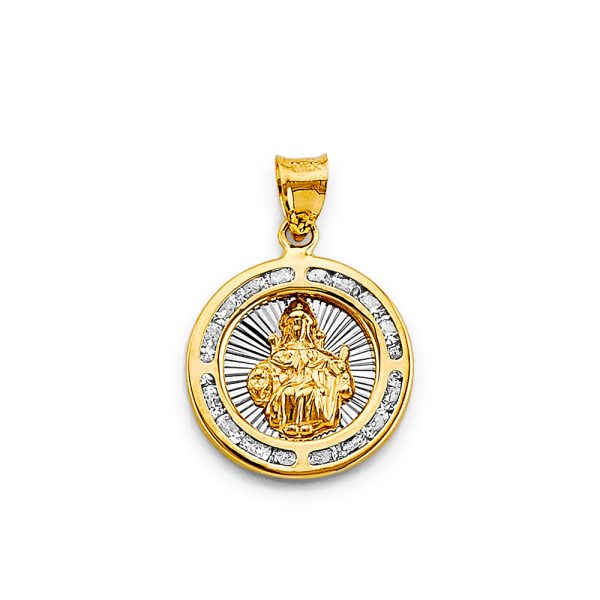 14K 2T CZ Rnd Santo Nino De Atocha Pendant