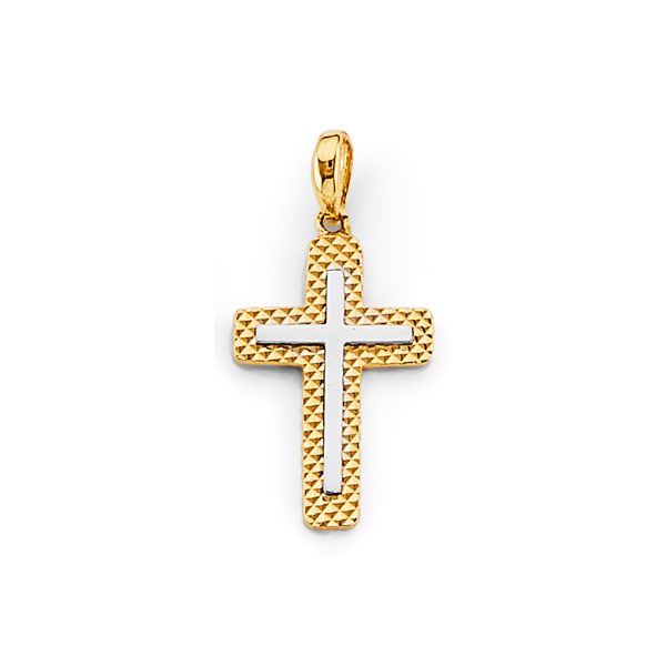 14K 2T Cross Pendant