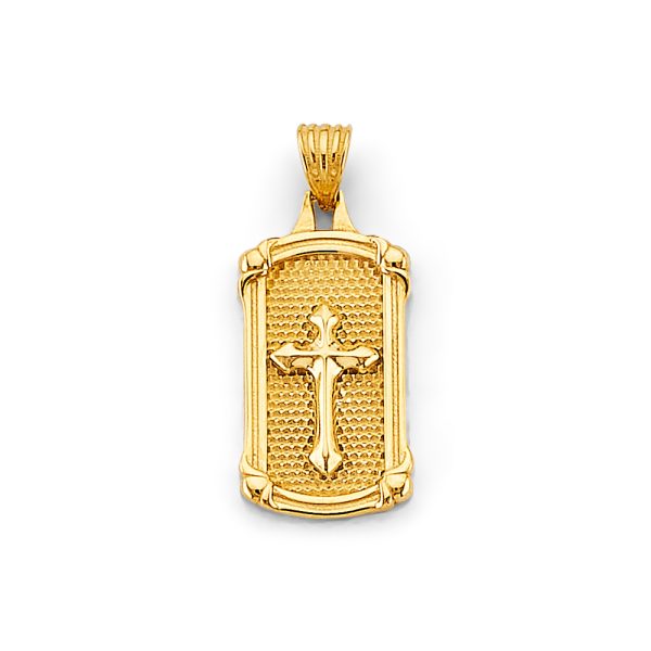 14KY Frame Cross Pendant