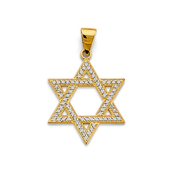 14KY CZ Star of David Pendant