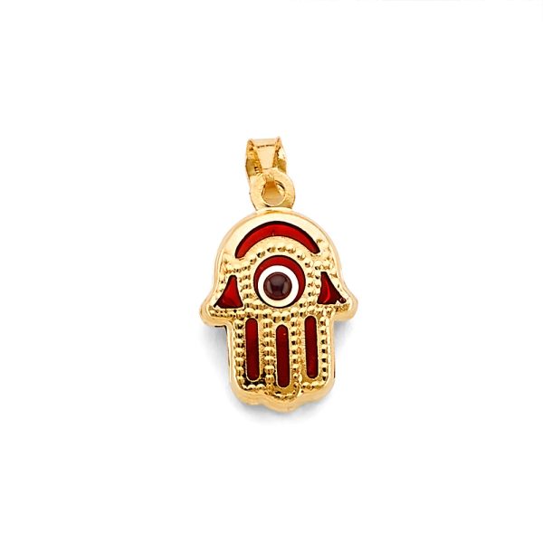 14KY Evil Eye Hamsa Pendant