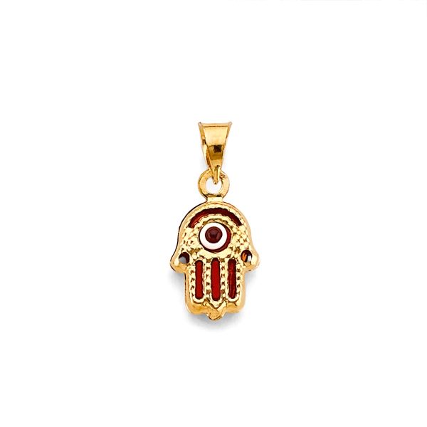 14KY Evil Eye Hamsa Pendant