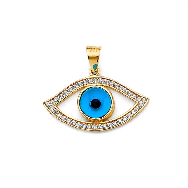 14K 2T CZ Evil Eye Pendant