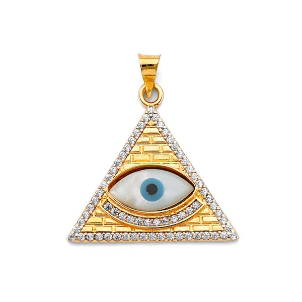 14K 2T Evil Eye Pendant