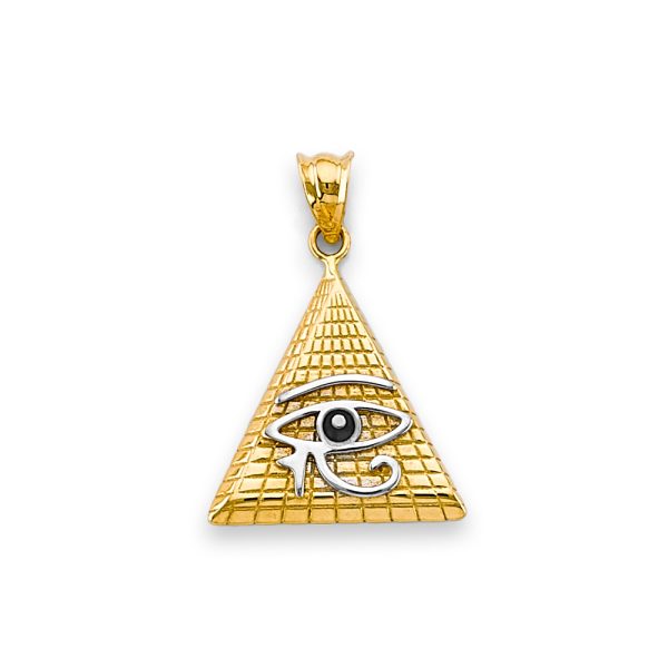 14K 2T Eye of Horus Egyptian Pyramid Pendant