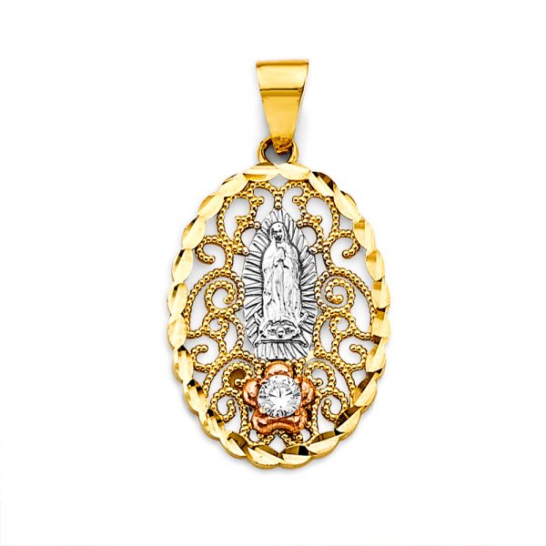 14K 3C CZ Guadalupe Pendant