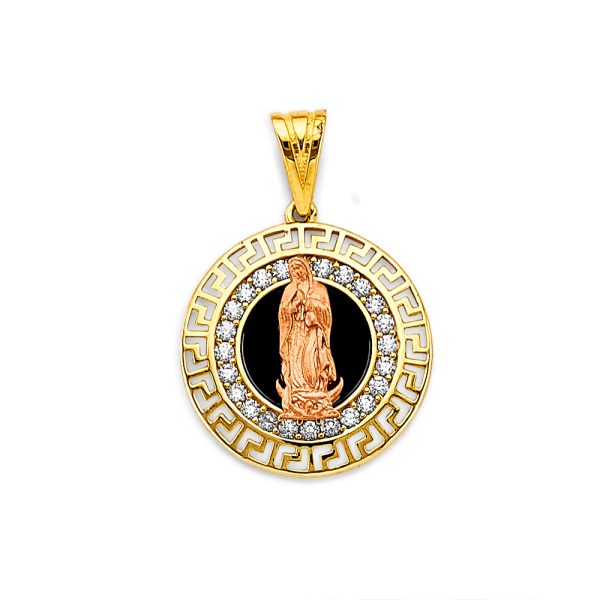 14K 2T CZ Onyx Guadalupe Pendant